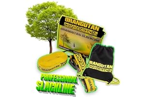 ORANGUTAN - Sport & Fitness Tightrope SLACKLINE Kit - 15 mm - 50 mm - Garden Play Equipment, Suitable for Beginners & Experienced slackliners, Perfect for Kids, Adults, Home & Outdoor Fun - Easy Setup