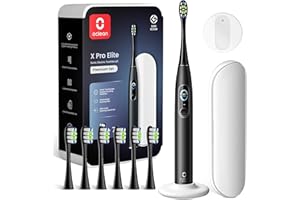 Oclean Cepillo eléctrico X Series Pro Elite Premium Set, Súper silencioso, Pantalla táctil inteligente, 4 Modos, 32 Niveles de intensidad, 35 días de duración, IPX7, Embalaje ecológico, Negro