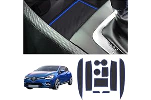 Coleya Tapis Anti-dérapants Compatible avec Renault Clio 4 2013-2019, Tapis en Caoutchouc pour Accoudoir, Console Centrale, Porte-Gobelet, Rainure de Porte, Clio 4 Tapis Antidérapante (Bleu)