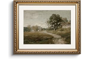 HUARCEY Leinwand Bilder mit Gold Rahmen, klein Vintage Wandbilder, Ländliche Landschaft Painting, Wand Deko Wohnzimmer Schlafzimmer Badezimmer Küche, Bauernhaus Deko Aesthetic,33x40cm