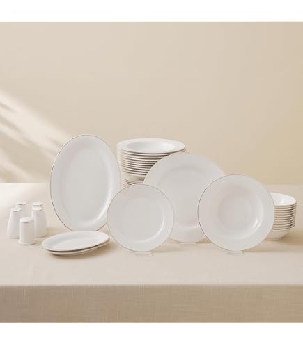 Karaca Fine Pearl Extra Argento Service De Vaisselle 62 Pièces Pour 12 Personnes - Maison