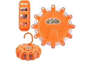 ETIEVORT 2 PCS Balise De Signalisation Lumineuse, Gyrophare LED magnetique, Éclairage routier LED Gyrophare, Fonctionne sur piles, Anti-recul pour voitures, accidents de la route, pannes, camions, bateaux