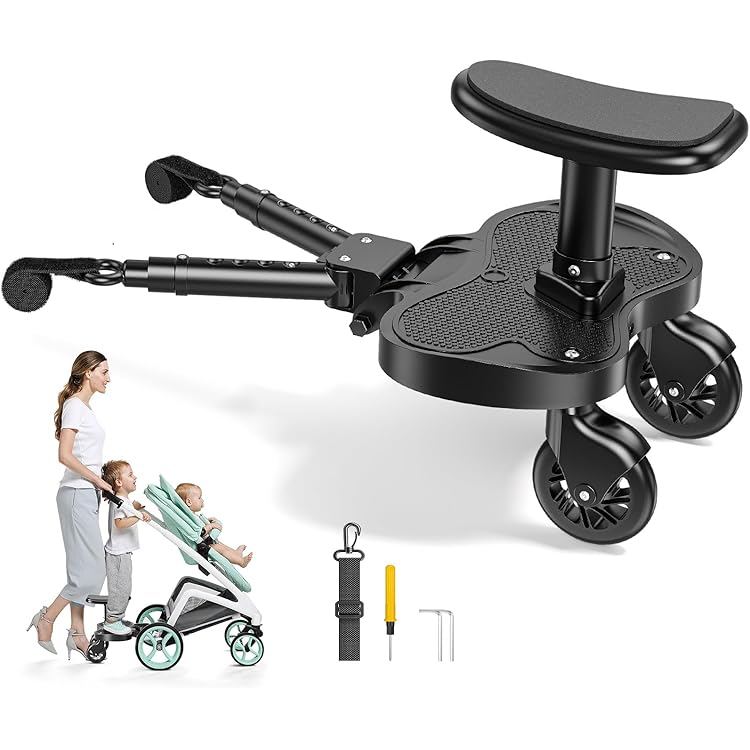 Buggy Board Mit Sitz - Trittbrett Für Kinderwagen Universal - 25kg Tragkraft Für Kinder 2-6 Jahre