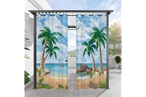 Heavyoff Rideau Exterieur Terrasse, Imperméable Isolant Thermique Rideau Occultant pour Pergola, Cabanon Jardin Exterieur, Gazebo, 1 pièce, Style 10, 210x270cm