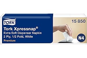 Tork 15850 Xpressnap Extra Soft Napkins N4 / Suitable for N4 Interfold Napkin System Dispensers/White / 2-Ply / 8 x 1000 (10.7 x 16.5 cm)