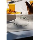 tamarisk home Natural Linen Embroidered Decorative Runner (olive) for Dining, Kitchen, Garden Table