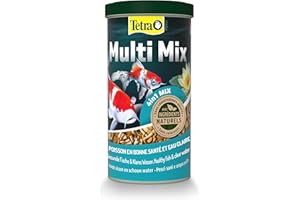 Tetra Pond Multi Mix – Alimentation Quotidienne pour Différentes Espèces de Poissons de Bassin - Mélange Complet d'Aliments : Flocon, Stick, Wafer, Gammarus - Favorise Vitalité et Energie - 1 L