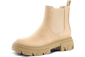 PIZZ ANNU Botas Mujer Invierno Plataforma Botines Chelsea Con Tirador Combate Boots Elástico Bota de Moda EU 36-42