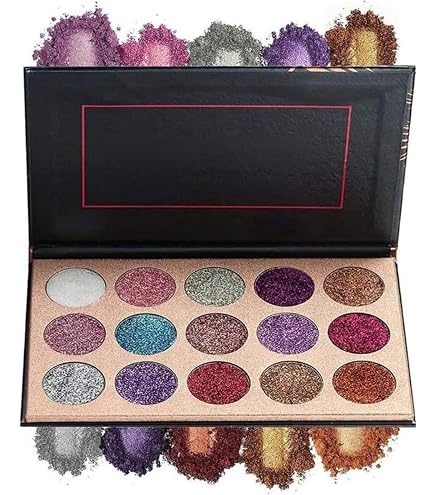 KARLOR Glitzer Lidschatten Palette – 15 Farben, Große Pailletten, Für Augen, Gesicht & Körper