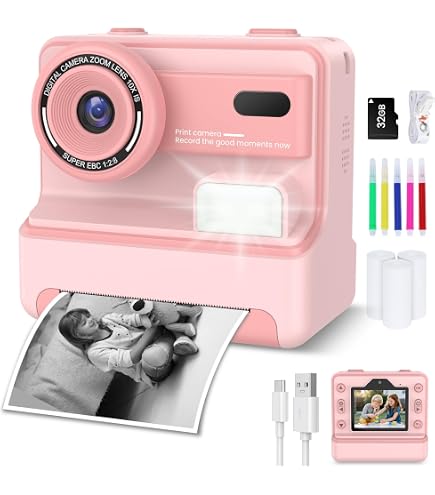 Fotocamera Istantanea Per Bambini Carehabi – 2.4” HD, 1080p, Con Scheda 32GB E 2 Rotoli Di Carta Termica, Per Ragazzi E Ragazze 3-14 Anni