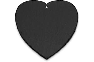 mtb more energy Schiefertafel Schiefer Schild Platte Herz [2 Stück] - 20x20cm mit Loch - Herzform - DIY - zum selbst Beschriften oder Gravieren für Geschenke, Basteln, Haushalt, Garten mit Loch