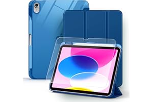 CACOE Coque pour iPad (A16) 11ème 2025/10ème Génération 2022 avec Porte Pencil/Verre Trempé, Support Mince Dos Dur Housse Étui avec Veille/Réveil Automatique - Marine