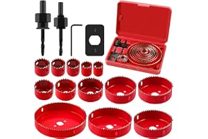 Swpeet 13 st hålsågsblad set med borrbitar för mjukt trä, plywood, drywall 17 st hålsåg set med 19 mm – 127 mm (3/4 tum till