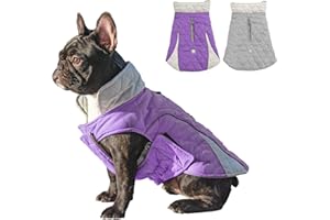 Huntboo Vestiti per Cani, Costume per Cane, Vestito Natale Cane, Costume Natale Cane, Cappotto per Cane a Doppia Faccia con Foro per Guinzaglio, Impermeabile, Reversibile (Viola, L)