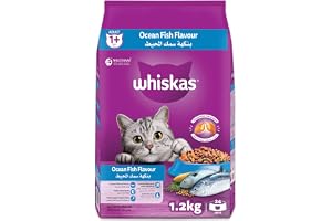 Whiskas Ocean Fish Dry Cat Food, Bag of 1.2Kg, for Adult Cats 1+ Years, Complete Nutrition and Great Taste Cat Dry Food