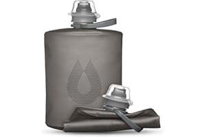 Hydrapak Stow (500 ml, 17 uncji) – składana butelka na wodę – ultralekka i pakowalna butelka podróżna, elastyczna butelka na narty, piesze wycieczki, rower lub wspinaczka – Mammoth Grey