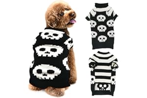 CELEBRATION DIRECTRE Dog Halloween Jumpers Dog Sweater Jumpers Turtleneck Skeleton Knitted Warm Costume Outfit Halloween Pet Cosplay Clothes for Dogs Puppy Cats