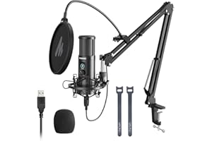 MAONO AU-PM421 USB Professional 192KHZ/24BIT Cardioid Condenser Microphone with Touch Mute Panel, Mic Gain Knob for PS4/5 Xbox Gamer Gaming, Recording, Singing, Discord, YouTube, Podcasting, Streaming