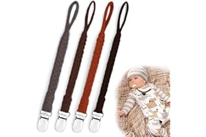 IOPYKKOA Schnullerkette Baumwolle Schnullerband Mädchen und Jungs Schnullerketten Clips für Lätzchen Dreieckstuch Sauger 4 Stücke rot