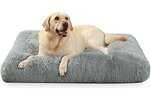 KSIIA Cuccia per cani di taglia grande, lavabile, in peluche, 90 x 60 cm, fondo antiscivolo, tappetino per cani di taglia grande, di medie dimensioni, colore grigio