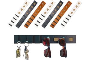 Castell Deco - Colgador llaves pared - Organizador Gafas De Sol - llavero y Soporte de anteojos - 4 gafas y 4 llaves - Gancho organizador Expositor Gafas Pared Cuero Madera y Metal. (Grey)