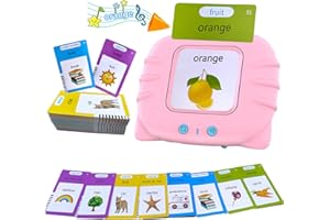 YADODO Cartes Flash Parlante Francais Cartes Éducatifs Enfant Tout-petits 1 2 3 4 5 6 Ans Jeux Montessori 112 Feuilles de 224 Mots Cartes Parlante Jouets Éducatifs Garçons et Filles Jouets Interactifs (Rose)