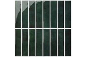 Commomy 10 sztuk płytki samoprzylepne do kuchenne i łazienkowe, 30,5 x 30,5 cm, zieleń leśna, 3D winylowe peel and stick naklejek na ścianę