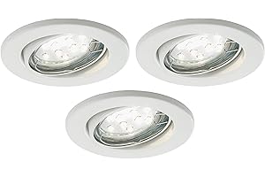 ‎TRANGO Trango 3er Set LED Einbaustrahler in Rund Weiß 6729-036B-AK inkl. 3x 3 Watt GU10 LED Leuchtmittel 3000K warmweiß, Einbauleuchten, Deckenspots, Einbauspots, Deckenleuchte