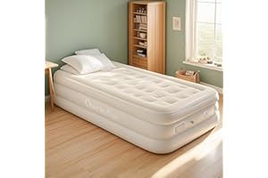 Charmofun Materasso Gonfiabile Singolo, Letto Gonfiabile Singolo con Pompa Integrata, Materasso da Campeggio Autogonfiabile in 3 Minuti, Materasso Autogonfiante per la campeggio e gli ospiti (Single)