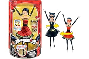 Bandai - Miraculous - Poupée Ladybug Transformation - Poupée 26 cm Qui se transforme en Lady Noire et Bug Noire - Jouet Miraculous articulé avec 2 Tenues - Jouet Enfant 4 Ans et + - P50414