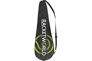 Racketworld Badminton and Squash Racket Cover, Black with Green Accent, Adjustable Shoulder Strap