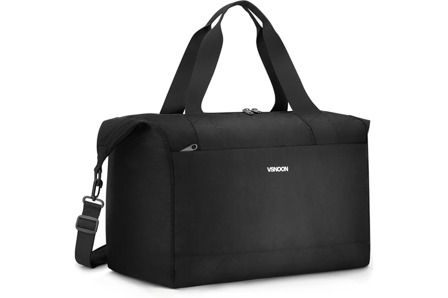 VSNOON for New Ryanair Cabin Bags 40x30x20, 24L Underseat Foldable Travel Hand Luggage Bag for Men Women, Water-Resistant Wizzair Overnight Gym Bag, Carry on Holdall Bags for Travel Weekend, Black