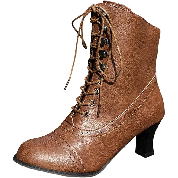Stivaletti Vittoriani Donna Con Lacci - Tacco A Blocco, Punta A Gattino, Stile Gotico Per Costumi E Feste