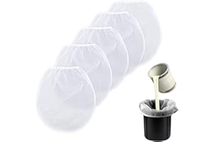 XIHIRCD 5st Farbsiebbeutel, 1 Gallonen Farbsieb Weiß Feinmaschiges Eimersieb mit Elastischer Öffnung Oben Farbfilterbeutel für Farbgärtnerei Hydrokultur