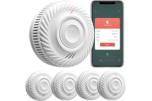 RISOON Smart Rivelatore di Fumo, Rivelatore di Fumo Wi-Fi, compatibile con l'app Tuya/Smart Life, nessun gateway richiesto, segnale di allerta da 85 dB, mini rivelatore di fumo e incendio connesso, 4-Pack