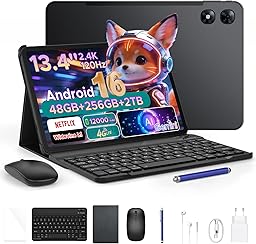 POPUX P13 Pro Tablet 13.4 Pulgadas 120Hz Android 16, 48GB RAM + 256GB(TF 2TB) Tablet con Teclado y Lapiz, T7280 Octa-Core, 12000mAh/18W, 16MP+8MP, Gemini AI, Widevine L1, Face ID, Dual SIM 4G