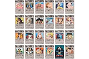 Poster One Piece Wanted, Anime Poster Affiche One Piece Wanted Poster Manga Nouvelle édition Papier Kraft - 24 Affiches (28,5 x 19,5 cm) à Suspendre pour Mur et Porte