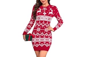 Aottori Vestito Donna Invernale Elegante Abito in Maglia Collo Alto/Girocollo Maglione Lungo Caldo Aderente Elasticizzato Vestiti Pullover Manica Lunga Autunno