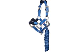 LeMieux Mini Vogue Headcollar & Leadrope - Perfect for Ponies - Adjustable at Curb and Poll - Benetton Blue - Super Mini