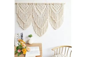 Hibisaws Makramee Wandteppich 110×82 cm, Boho Wanddeko aus 100% Baumwolle, Handgefertigte Große Makramee Wanddekoration für Schlafzimmer, Wohnzimmer und Balkon,Geschenk für Frauen
