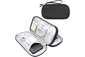 Tking Universal Kabelorganizer Tasche, Tragbare Reisekabel Wasserdicht Doppelschicht Reise Elektronik Zubehör Taschen, Wasserdicht und Verschleißfest für Handyladekabel, Kabel, SD Karte(Schwarz)