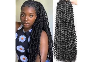 Leeven Lot de 7 extensions capillaires Passion Twist enroulées au crochet - Style bohème - Fixation à l’eau chaude - 61 cm, 1B#