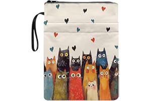 Poceacles Buchumschläge aus Polyester für Hardcover, tragbare Bibeltasche, Buchhülle mit Reißverschluss und extra Tasche für Damen, Herren, Jungen, Mädchen, Cartoon-Herzmuster, Beige