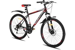 ROCKSHARK Hiland Mountainbike MTB 26/27,5 Zoll mit Aluminiumrahmen Scheibenbremse Speichenräder Jugendliche Fahrad Herr Damen Einteiliges Fahrradrad weiß/Schwarz
