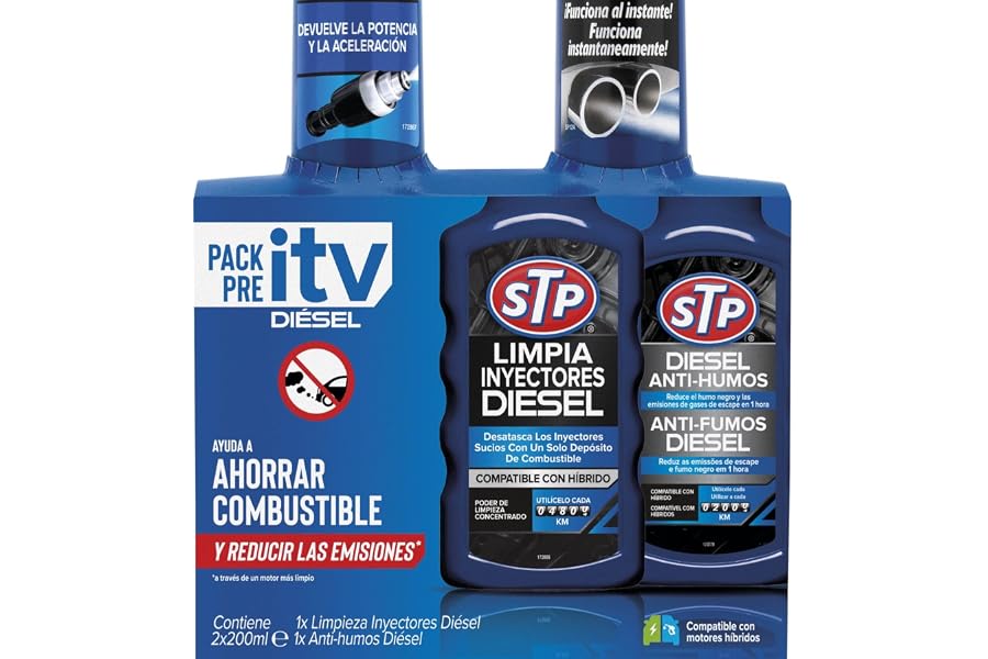 STP - PACK PRE-ITV DIÉSEL - Limpia inyectores diésel + Antihumos diésel - Reduce emisiones, ahorra combustible y recupera el 