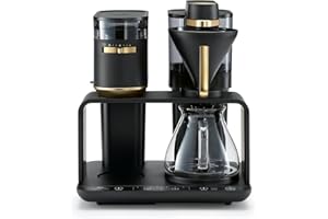 MELITTA MOMENTUM Machine à café Slow Coffee avec moulin intégré Melitta EPOS: système de préparation unique et design innovant, noir mat et doré
