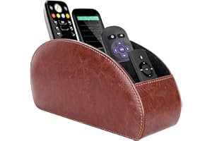 ORIENTAL RIVERKIT Fernbedienungshalter mit 5 Taschen, PU Leder Desktop Organizer, Multifunktion Fernbedienung Organizer, Große Halterung für Fernbedienungen, Make-Up, Make-up-Pinsel und Büromaterial (Braun)