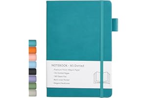 BEINUSHOR Carnet en Pointillé A5, Couverture Rigide, Journal à Pointillés avec Papier épais de 100 gsm, Poche Intérieure, Bande élastique, Couverture en Similicuir, 192 Pages, 14,5 x 21,3 cm