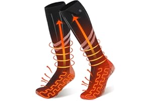 2023 Calze Riscaldate a Batteria Ferdiiz, 2 x 6000mAh/5V Max. 14 Ore Inverno Ricaricabili Calzini USB Riscaldati Scaldapiedi Elettrico Calze al ginocchio con 4 Temperature per l'intero Plantare