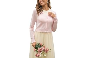 Yukiuiny Damen Bolero Elegant Festlich Langarm Kurze Strickjacke mit Knöpfe Weiches Jäckchen zum Kleid Top für Herbst Frühling